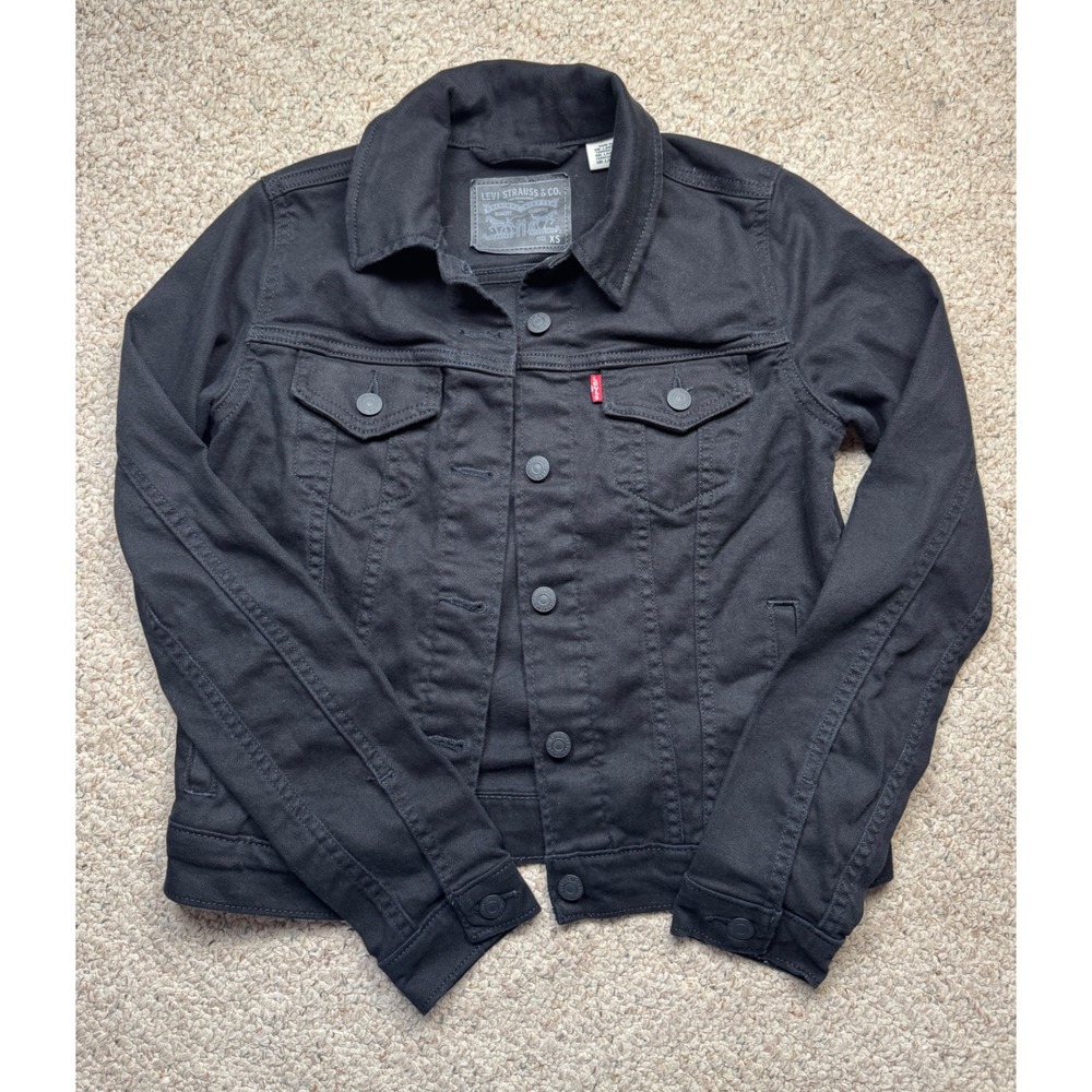 Levis Womens Black Denim Trucker Jacket XS Western Coat